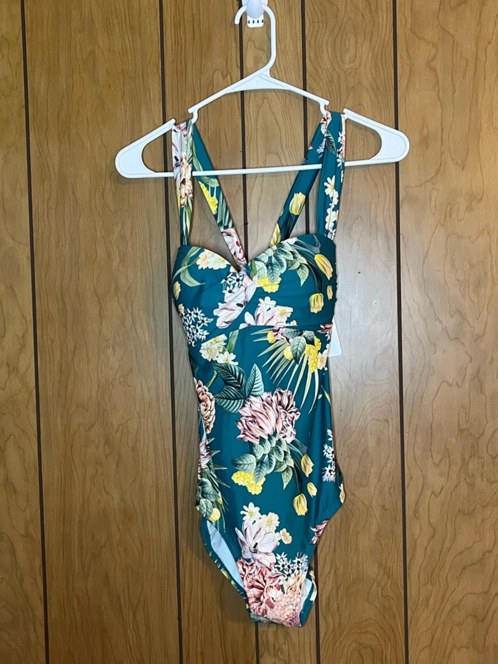 Jantzen Teal Floral One-Piece Swimsuit